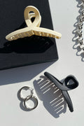 Swan Claw Clips 2 Pack- Black/Cream