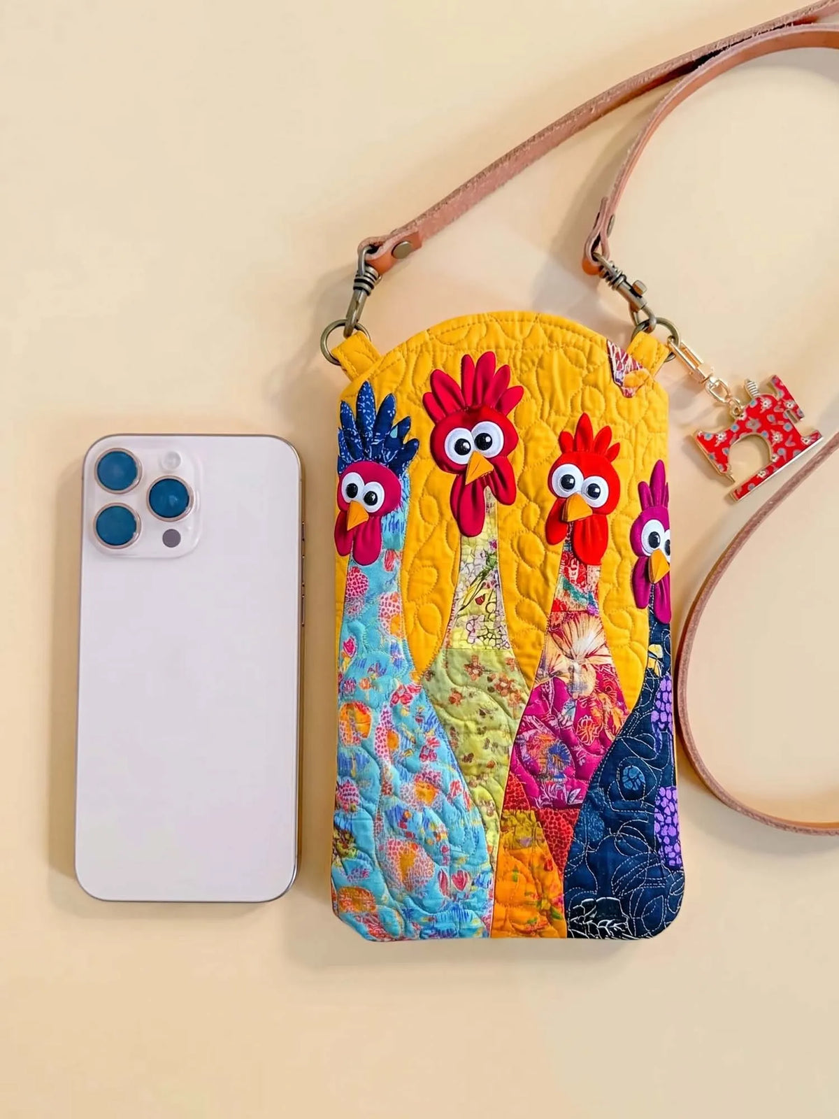 Funny Chick Quilted Slim Phone Crossbody Bag