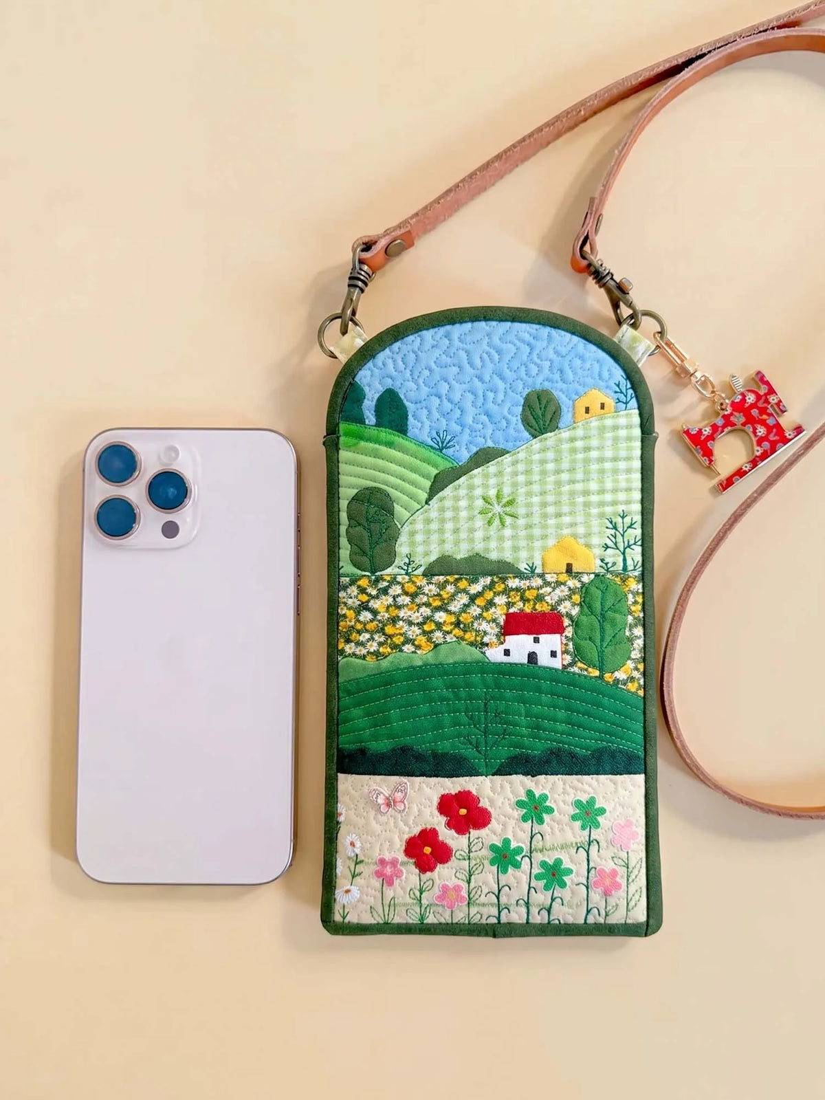 Flamingo Quilted Slim Phone Crossbody Bag