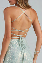 Sequin Laceup Mermaid Formal Dress