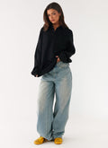 Torrie Oversized Polo Top - Black