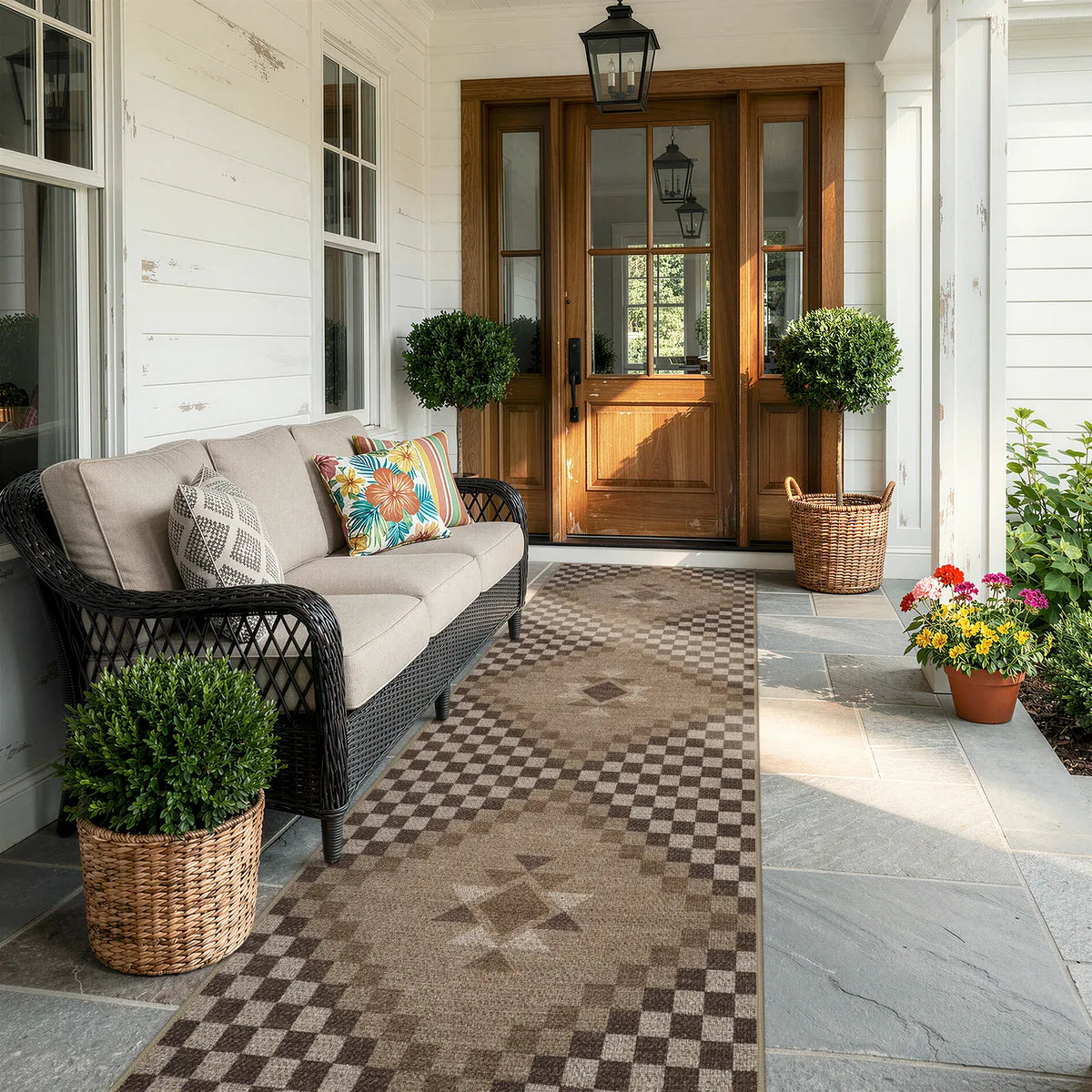Lunette Washable Tribal Soft Easy Jute Tan Indoor/Outdoor Runner Rug