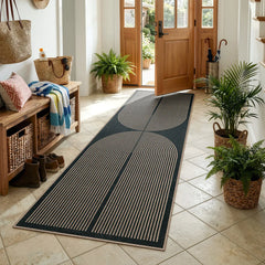 Enfys Washable Modern Rainbow Easy Jute Black/Grey Indoor/Outdoor Rug