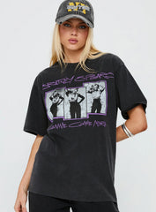 Britney Spears Gimme More Oversized Graphic Top Washed Black