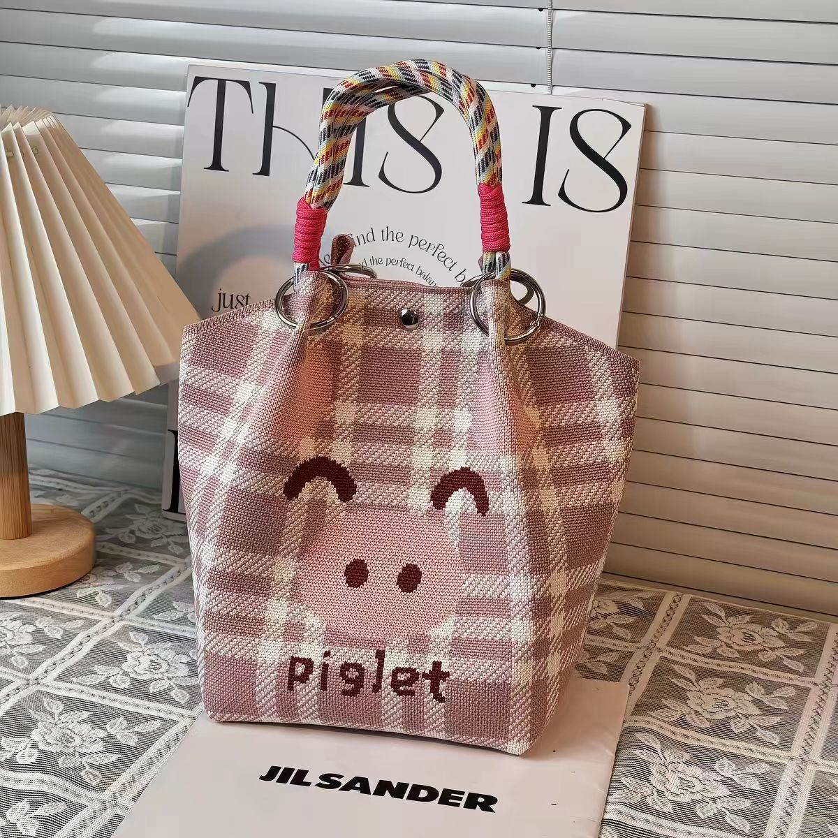 Cute Character Knit Tote Bag