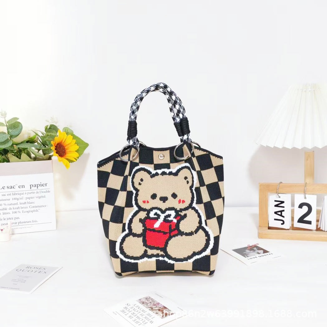 Cute Character Knit Tote Bag