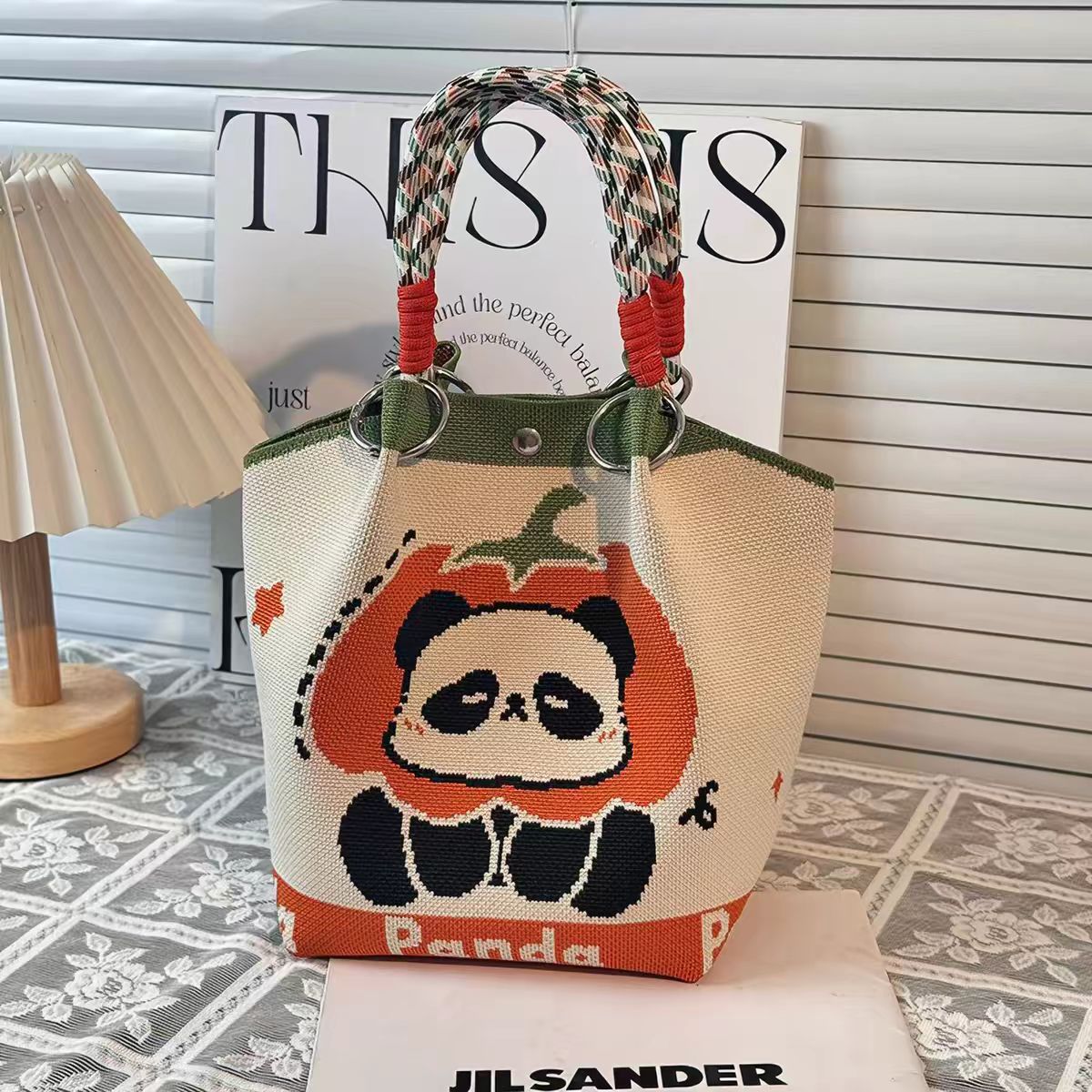 Cute Character Knit Tote Bag