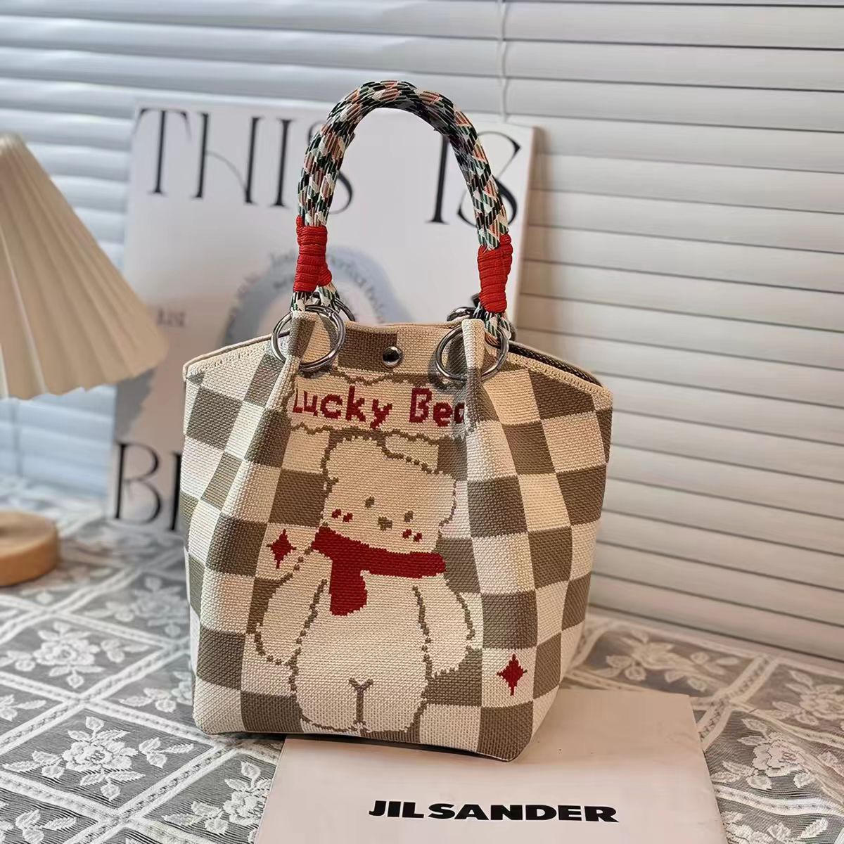 Cute Character Knit Tote Bag