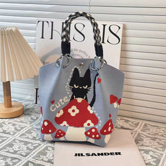 Cute Character Knit Tote Bag