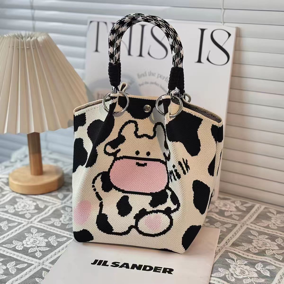 Cute Character Knit Tote Bag