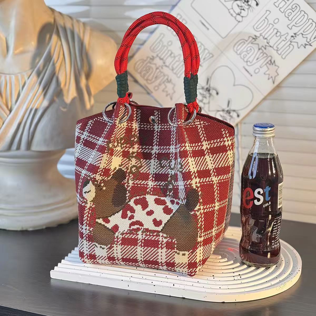 Cute Character Knit Tote Bag