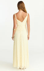 Madeleine Maxi Dress - Hight Neck A Line Dress in Lemon