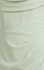Marcel Maxi Dress - Off Shoulder Corset High Split Dress in Sage