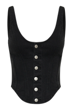 Corset Denim Top - Washed Black