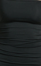 Edna Maxi Dress - Straight Neck A Line Maxi Dress in Black