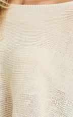 Amarie Top - Sheer Knit Off Shoulder Cape Top in Cream