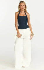 Tyler Top - Adjustable Halter Fitted Top in Navy