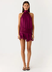 Willow Chiffon Mini Dress - Plum