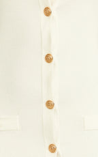 Gabby Midi Dress - Sweetheart Strapped Hardware Button Front Fitted Contrast Trim Knit Dress in Plain White