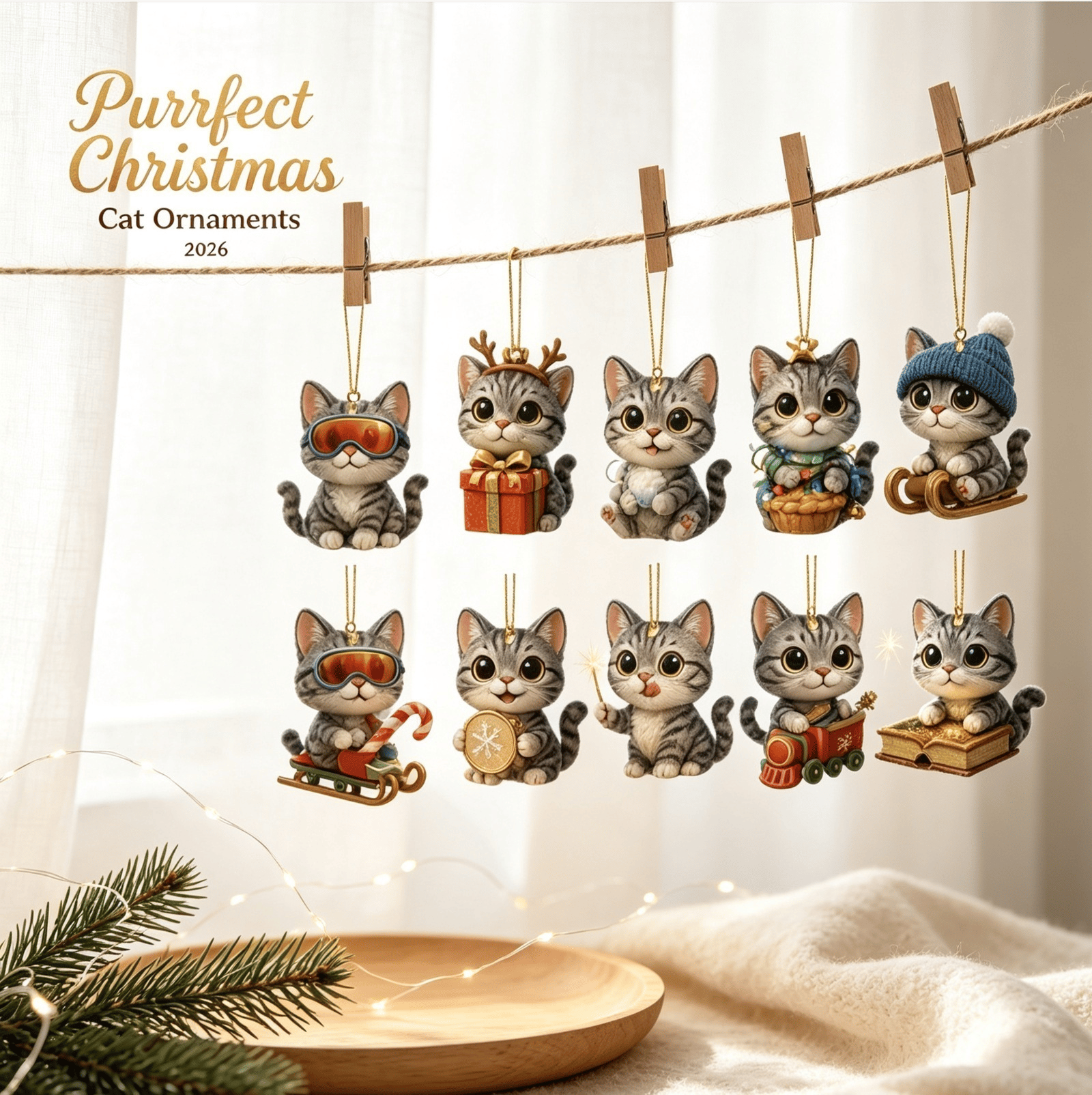 2026 Christmas Advent Calendar: Cute Cat Series Blind Box(2D Acrylic Flat)