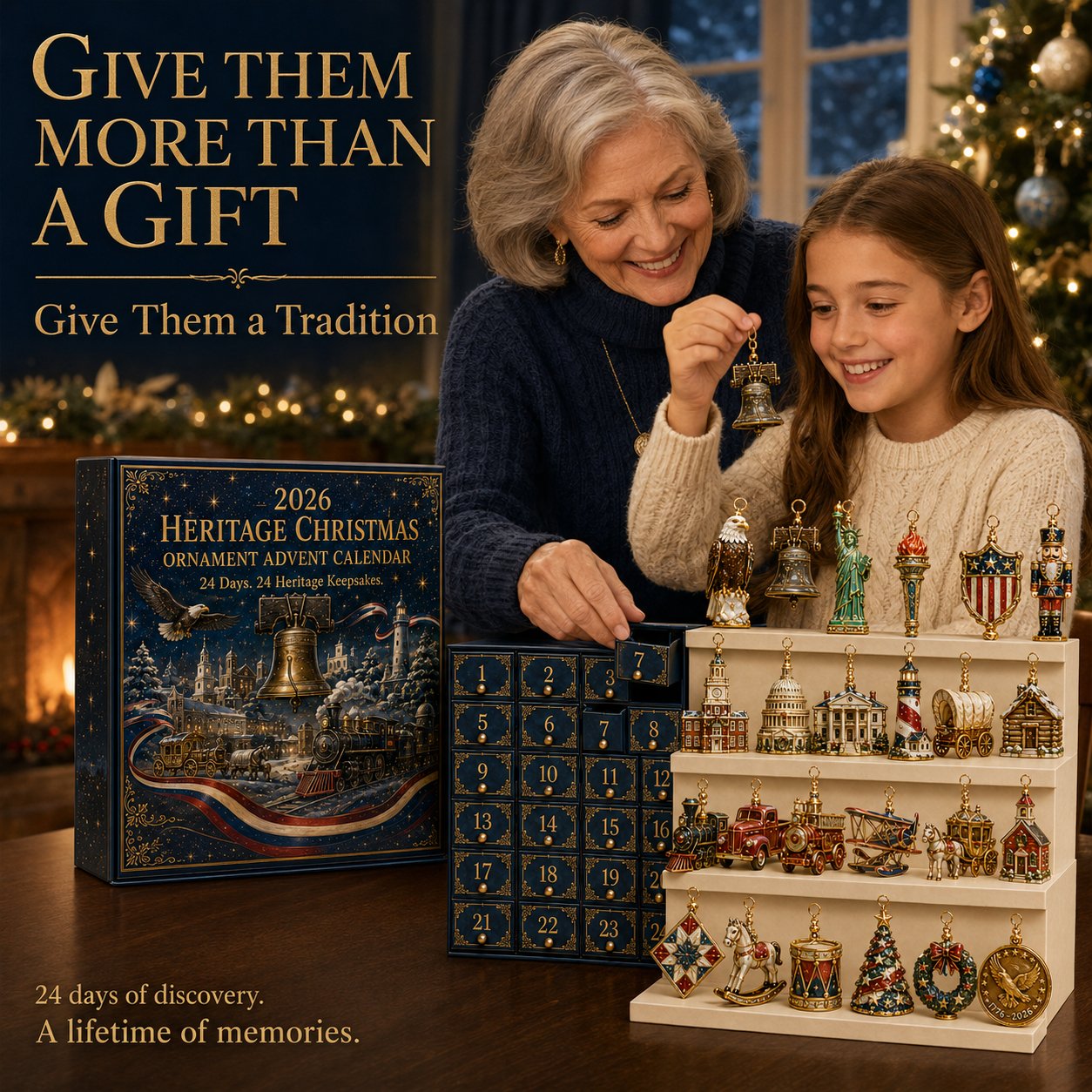 America 250th Anniversary Commemorative Edition: Traditional Nativity Scene And Christmas Countdown Calendar(2D Acrylic Flat)