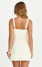 Mikey Top - Straight Neck Hook and Eye Corset Top in Off White