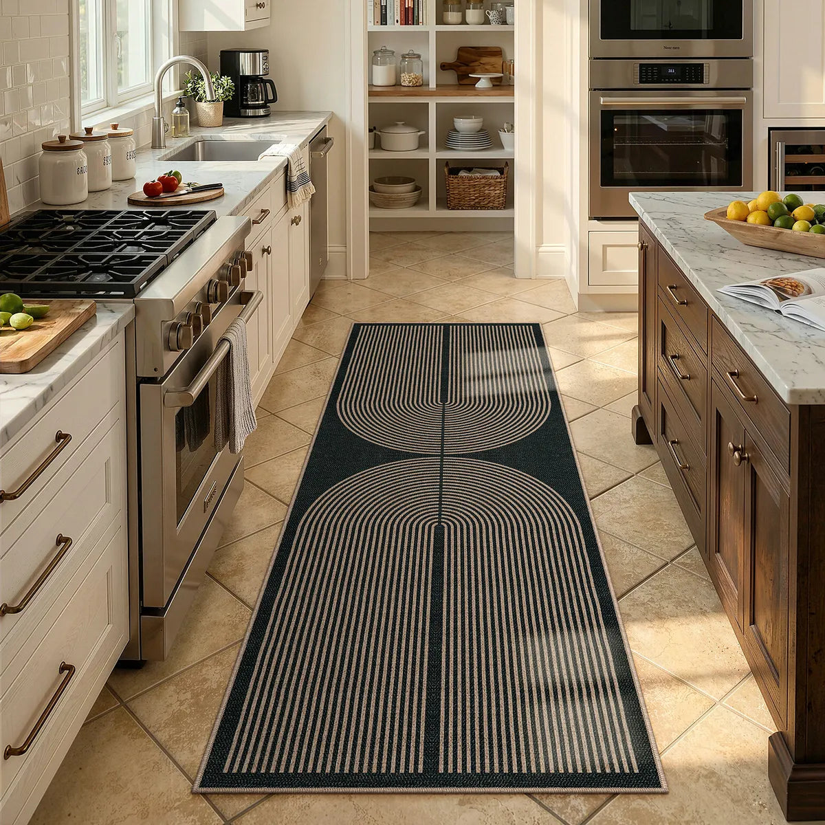 Enfys Washable Modern Rainbow Easy Jute Black/Grey Indoor/Outdoor Rug