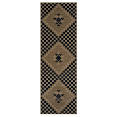 Lunette Washable Tribal Soft Easy Jute Black Indoor/Outdoor Runner Rug