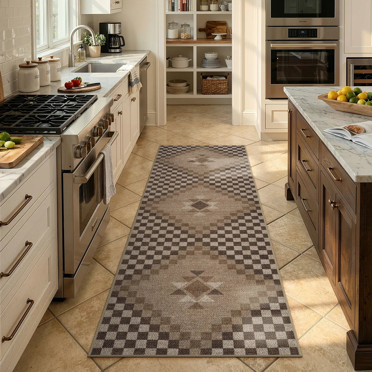 Lunette Washable Tribal Soft Easy Jute Tan Indoor/Outdoor Runner Rug