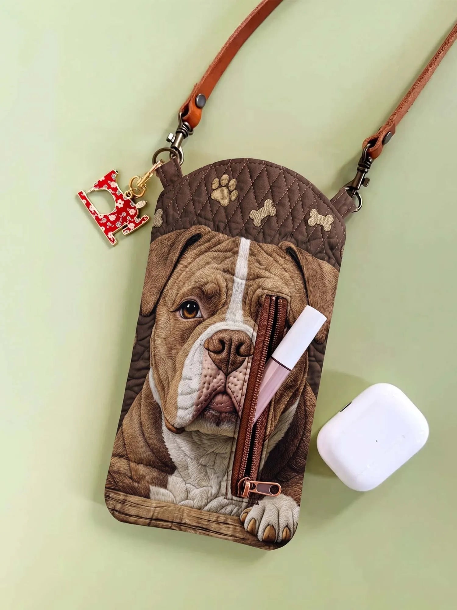 Bulldog Quilted Slim Phone Crossbody Bag