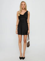 Xandra Cowl Neck Mini Dress Black