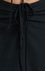 Daphne Maxi Dress - Gathered Cut Out A Line Dress in Black