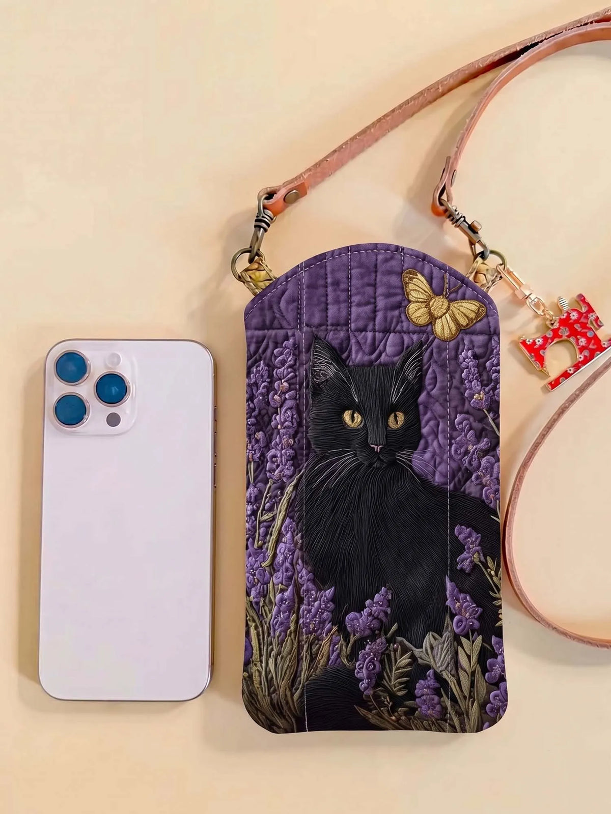Lavender And The Black Cat Quilted Slim Phone Crossbody Bag