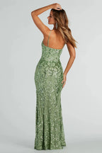 Jillian Formal Sequin Slit Mermaid Long Dress