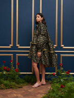 Monarch Floral Jacquard Dress