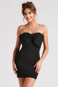 A Gift Bow Crepe Mini Dress