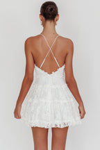 Laney Low Back Cami Strap Dress Lace White
