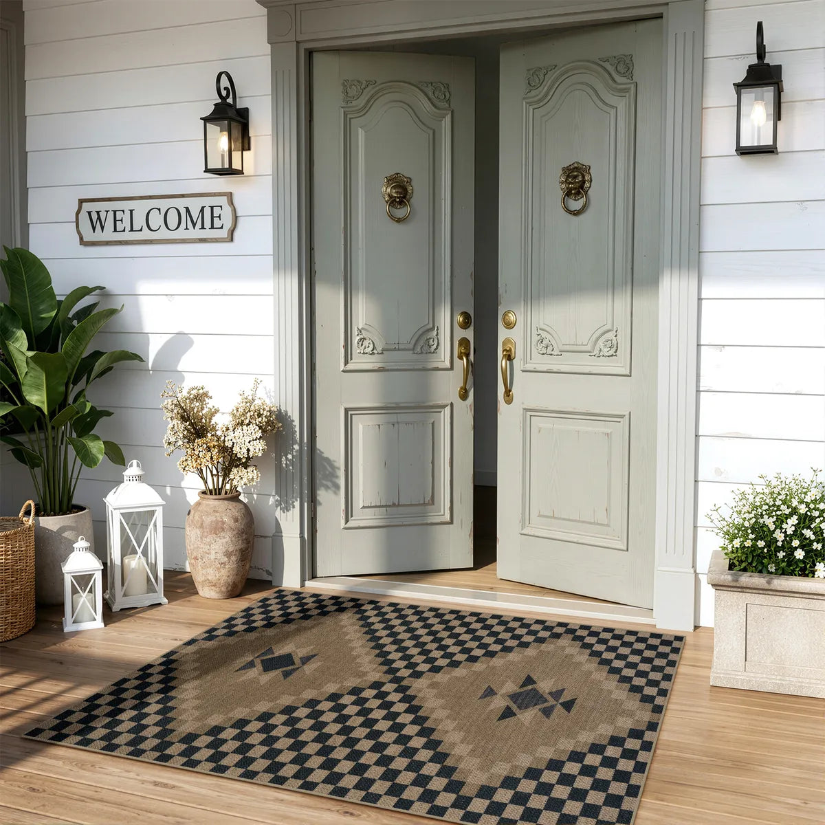 Lunette Washable Tribal Soft Easy Jute Black Indoor/Outdoor Runner Rug