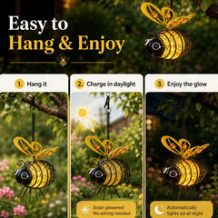 🌙🍃🪴 LIMITED-TIME 50% OFF! Hanging Solar Bee Light – Warm Amber Glow, Flicker-Free, Perfect for Garden Parties, Camping, or Kids’ Rooms – Spread Joy Day and Night 🌞🌜