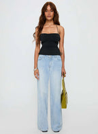 In The End Tie Back Top Black