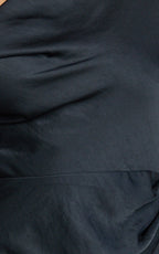 Lira Midi Dress - One Shoulder Satin Dress in Navy