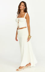 Bianca Top - Ruched Cups Front Tie Detail Top in White