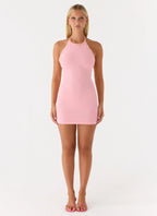 Aeline Knit Halter Mini Dress - Pink