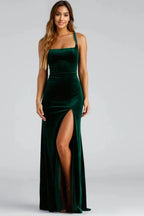 Lace-Up Back Velvet Dress