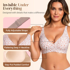 Jelly Wireless Womens Comfortable Wireless Bras Push Up Bralettes Seamless Tshirts Bras Deep V Everyday Bras