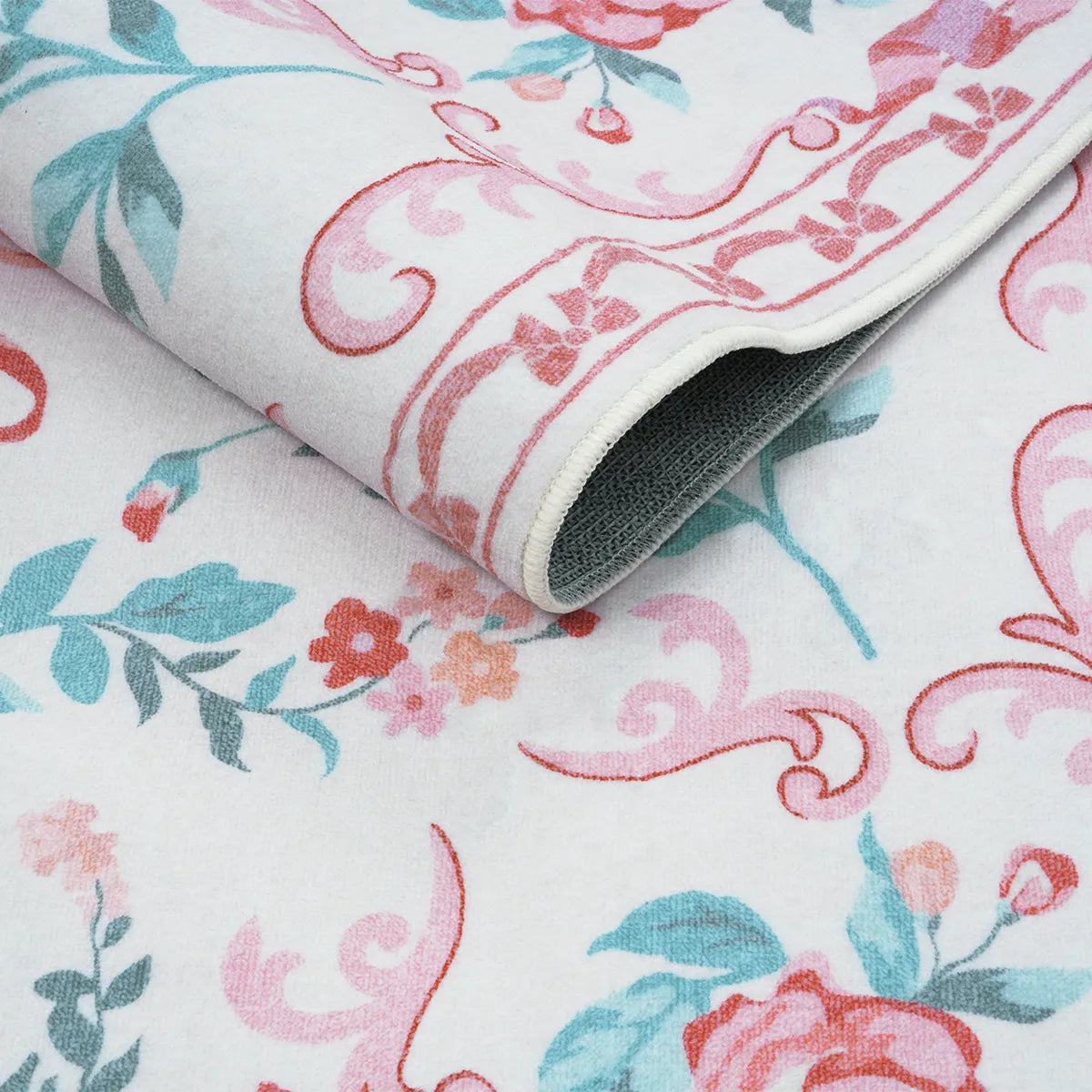 Rosabel Washable Floral Bows Pink Rug