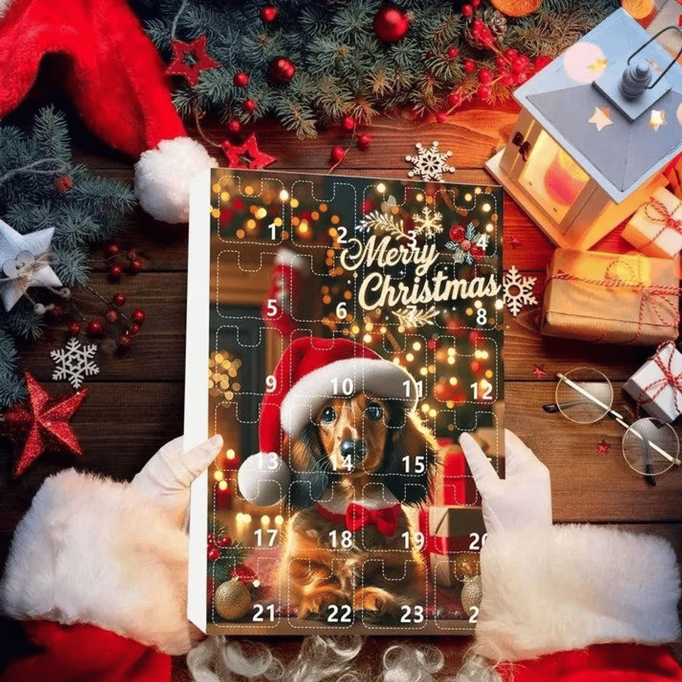 2026 Christmas Fun Dachshund Countdown Calendar Blind Box(2D Acrylic Flat)