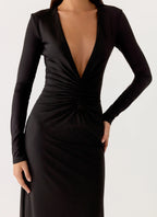 Palm Haze Maxi Dress - Black