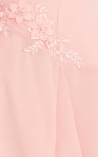 Penny Mini Dress - Strapless Corset Bodice Floral Embellished Godet Dress in Soft Pink