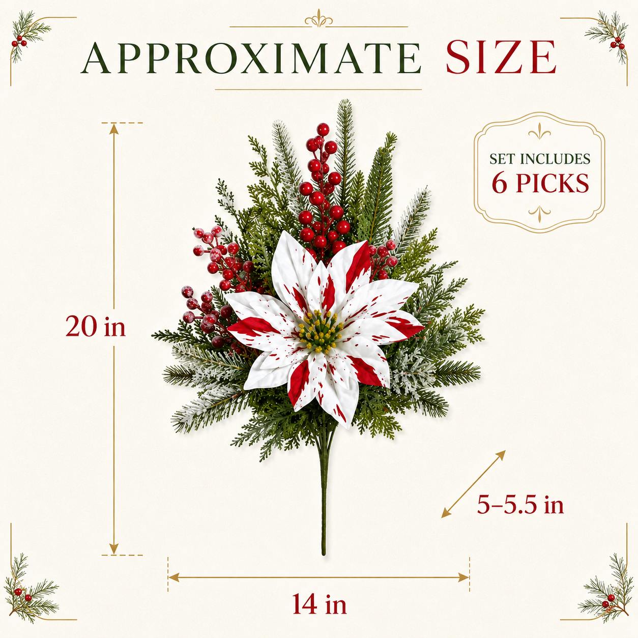 🌺🎄Poinsettia Planter Inserts(SET INCLUDES 6 PICKS)